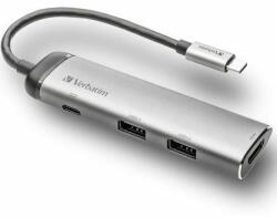 Verbatim dokkoló USB-C - USB-C/ 2xUSB-A 3.0/HDMI - szürke