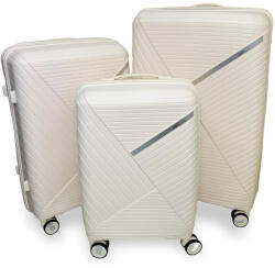 Zellia bézs 3 db-os, keményfalú bőrönd szett 55-65-75 cm (Z-209-WHITE-SET)