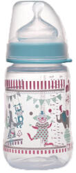Nip PP széles szájú cumisüveg 260ml tejes cumival fiús - vitalcafe