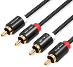 Vention 2*RCA/M -> 2*RCA/M , (audio, fekete), 3m, kábel (VAB-R06-B300)