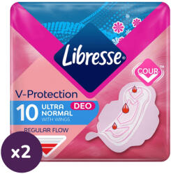 Libresse Ultra+ Deo Freshness & Protection enyhén illatosított szárnyas egészségügyi betét (2x10 db)