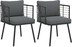 vidaXL 2 db fekete polyrattan kerti szék párnával (3328656)