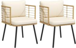 vidaXL 2 db természetes polyrattan kerti szék párnákkal (3328657)