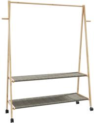 vidaXL L Стелаж за дрехи с рафтове и колела 132x45, 5x155, 5 cm Бамбук (4008913)