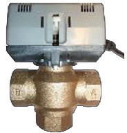 BRH motoros, 3 járatú (2 utú) váltószelep 1/2"-os BB-s + motor 230V, 50Hz 6mp zárási idő, Kvs=3.2, SPDT, komplett kétutú szelep motorral együtt, BRH-669