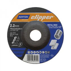 Norton Clipper 1-2-3 vágó, tisztító, csiszolókorong 115x2, 2x22, 23mm A46S, 25 db/csomag (CT171523)