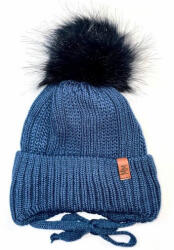  Minimanó téli kötött sapka (44-46) - Kék " MM"