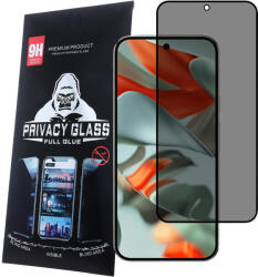 Honor X7b / X7c / Honor 90 Smart 5G / 200 Smart 5G üvegfólia, tempered glass, előlapi, edzett, hajlított, fekete kerettel, betekintés védelemmel, Privacy