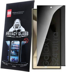 Samsung Galaxy S25 Ultra 5G üvegfólia, tempered glass, előlapi, edzett, hajlított, fekete kerettel, betekintés védelemmel, Privacy