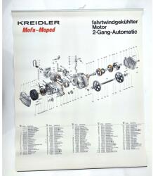  Robbanási rajz plakát, kb. 600 mm széles és 730 mm magas, Kreidler MF MP, Flory számára Diverse / Import Elektronika Lámpa, fényszóró, index Fényszóró (OEM)