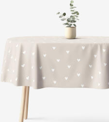 Goldea față de masă 100% bumbac - inimioare pe latte - ovală 140 x 200 cm Fata de masa