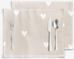 Goldea suporturi farfurii 100% bumbac - inimioare pe latte - 2 buc 30 x 40 cm Fata de masa