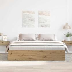 vidaXL kézműves tölgy szerelt fa ágykeret matrac nélkül 200x200 cm (3328870) - pepita