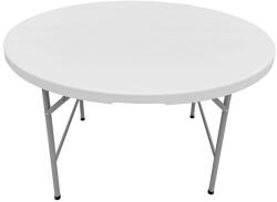 ROJAPLAST összecsukható, hordozható műanyag körasztal fém lábak, 152 cm - fehér (DS-ZY152)