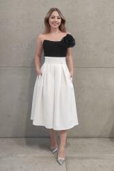 Parisse Világos krémszínű A-vonalú midi szoknya Méret: S