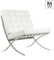  Modesto Design Barcelon Fehér Műbőr Fotel Polírozott Acél Vázzal (KHM-KH1501100290)
