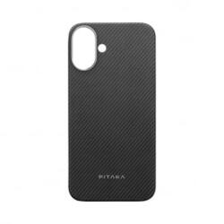 PITAKA Ultra-Slim Twill Apple iPhone 16 tok MagSafe rögzítéssel fekete/szürke (KI1601A)