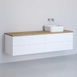 Kronenbach Cube dulap cu blat 161x48.7x44.5 cm sub chiuveta pe perete alb-stejar KBWTKOWTL1614WHGH (KBWTKOWTL1614WHGH)