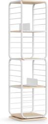 VASAGLE 4 szintes könyvespolc, forgatható polc, acélkeret, bézs és fehér (LLS127W67) - vasbutor