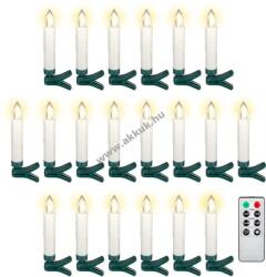 Goobay 20db LED-es vezetéknéküli karácsonyfa gyertya csipesszel és távirányítóval 24db Varta AAA elemmel