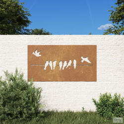 vidaXL Madármintás corten acél kerti faldísz 105 x 55 cm (824496)