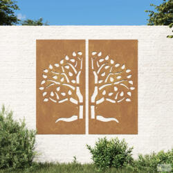 vidaXL 2 db famintás corten acél kerti faldísz 105 x 55 cm (824510)