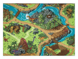 DW Covor antiderapant gri-verde Dino World Dimensiuni: 95x133 cm Covor