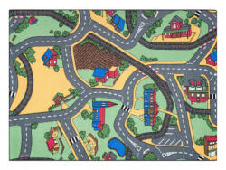 DW Covor antiderapant gri-verde Playtime Mestečko Dimensiuni: 95x200 cm Covor