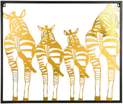 ART-POL Modern áttört arany fém zebra csapat faldekoráció fekete fém keretben 65x76, 5x2cm (140483)