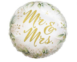 Mr & Mrs, Esküvő fólia lufi 36 cm (MLG147872)