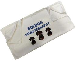  Boldog születésnapot Kutya-fehér törölköző (SIG02)