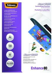 Fellowes Lamináló fólia FELLOWES A/4 SuperQuick 80 mikron fényes 100/csom (5440001) - forpami