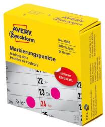 AVERY Etikett AVERY 3850 öntapadó jelölőpont adagoló dobozban pink 10mm 800 jelölőpont/doboz (3850) - forpami