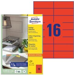AVERY Etikett AVERY 3452 105x37mm univerzális piros 1600 címke/doboz 100 ív/doboz (3452) - forpami