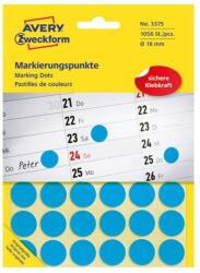 AVERY Etikett AVERY 3375 jelölőpont 18mm kék 1056 címke/doboz 22 ív/doboz (3375) - forpami