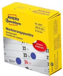 AVERY Etikett AVERY 3857 öntapadó jelölőpont adagoló dobozban kék 19mm 250 jelölőpont/doboz (3857) - forpami