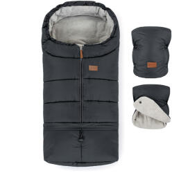 PETITEMARS PETITE&MARS Téli szett Jibot 3in1 bundazsák + kézmelegítő kesztyű babakocsira Jasie Charcoal Grey