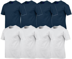 Gildan 8 db-os csomagban Gildan kereknyakú pamut póló, sötétkék-fehér-5XL (GI5000nv-wh-5XL-8)