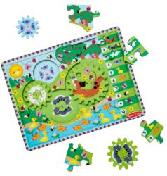 Melissa & Doug Puzzle din lemn cu rotite dintate pentru invatarea numararii prin joaca Animale vesele (000772310048)