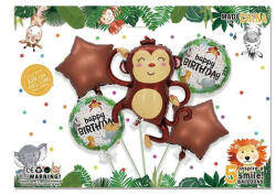 Flippy Set baloane maimutica, temtica jungle, 5 baloane folie (teo-129932)