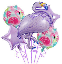 Flippy Set 5 Baloane Folie Flamigo Party, 60 -90 cm, Mov (teo-129725)