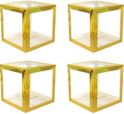 Flippy Set 4 Cutii pentru Baloane, Flippy, Model Simplu, Tematica Aniversare, Cuburi Decorative din Plastic, Accesorii pentru Petrecere, 30 x30 cm (teo-131183)