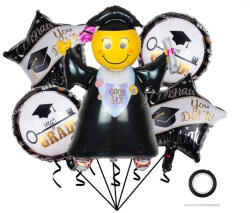 Flippy Set 5 baloane folie Absolvire, alb negru, model 1 (teo-129886)