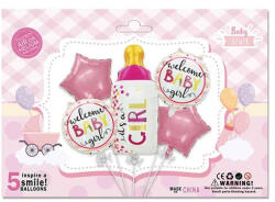 Flippy Set baloane it s a girl pentru gender reveal, botez, roz (teo-129928)