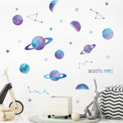 Impresi Autocolant pentru camera copilului Planets - 90x30cm
