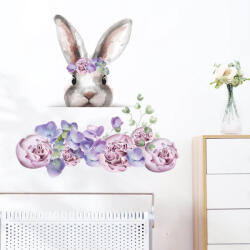 Impresi Autocolant pentru camera copilului Bunny lila flowers - 60x30 cm Decoratiune camera copii