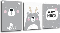 Impresi Obraz Set of pictures grey and white - 90 x 40 cm (3-piese) Decoratiune camera copii