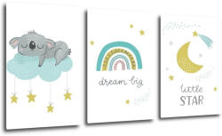 Impresi Obraz Dream big koala - 60 x 30 cm (3-piese) Decoratiune camera copii