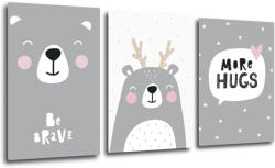 Impresi Obraz Set of pictures grey and white - 60 x 30 cm (3-piese) Decoratiune camera copii