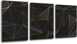 Impresi Tablou Golden triangles abstract - 150 x 70 cm (3-piese)